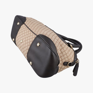 Pre-owned Gucci Horsebit Diamante Beige × Dark Brown Canvas×Leather 247286 handbag | stylenewstar
