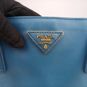 Pre-owned Prada Galleria Blue SAFFIANO Leather BN1786 handbag | stylenewstar