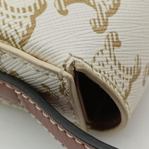 Pre-owned Celine Teen Triomphe White PVC coated canvas shoulderbag | stylenewstar