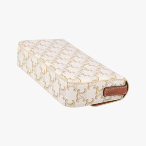Pre-owned Celine Teen Triomphe White PVC coated canvas shoulderbag | stylenewstar