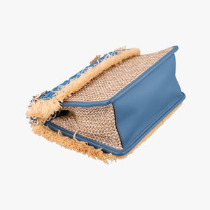 Pre-owned Fendi KAN I F Blue straw×fabric 8BT286 shoulderbag | stylenewstar