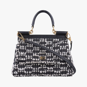 Vintage Dolce & Gabbana SICILY Black×white Canvas × Leather shoulderbag | stylenewstar