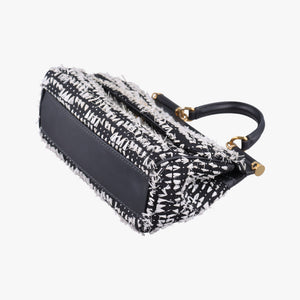 Vintage Dolce & Gabbana SICILY Black×white Canvas × Leather shoulderbag | stylenewstar