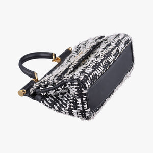 Vintage Dolce & Gabbana SICILY Black×white Canvas × Leather shoulderbag | stylenewstar