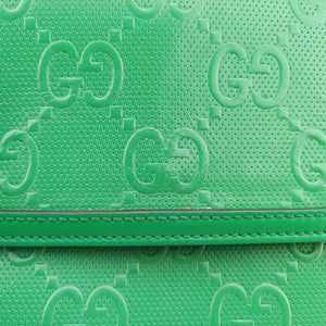 Pre-owned Gucci GG Embossed Messenger Bag Green Leather 625782 shoulderbag | stylenewstar