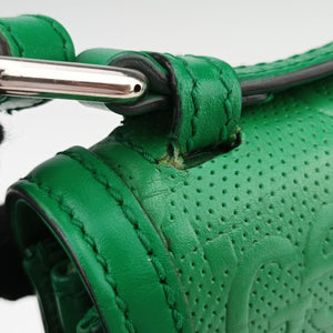 Pre-owned Gucci GG Embossed Messenger Bag Green Leather 625782 shoulderbag | stylenewstar