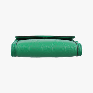 Pre-owned Gucci GG Embossed Messenger Bag Green Leather 625782 shoulderbag | stylenewstar