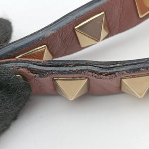 Pre-owned Valentino Rockstud PinkBrown Leather shoulderbag | stylenewstar