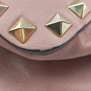 Pre-owned Valentino Rockstud PinkBrown Leather shoulderbag | stylenewstar