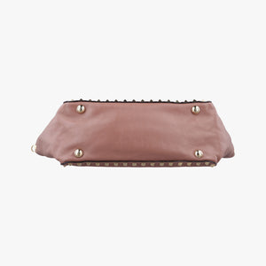 Pre-owned Valentino Rockstud PinkBrown Leather shoulderbag | stylenewstar