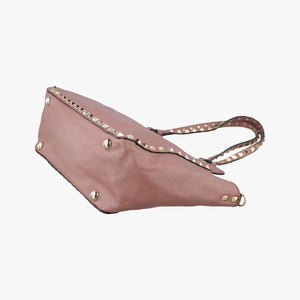 Pre-owned Valentino Rockstud PinkBrown Leather shoulderbag | stylenewstar