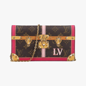 Pre-owned Louis Vuitton Pochette Weekend brown×Fuchsia Pink Monogram Canvas M62456 shoulderbag | stylenewstar