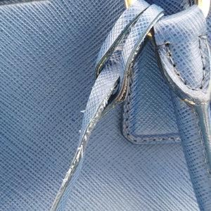 Pre-owned Prada Galleria Blue SAFFIANO Leather BN2274 handbag | stylenewstar