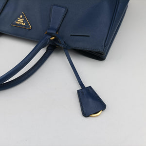 Pre-owned Prada Galleria Blue SAFFIANO Leather BN2274 handbag | stylenewstar