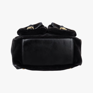 Secondhand Yves Saint Laurent Festival Fringe Backpack Black velour 421943 backpack/rucksack | stylenewstar