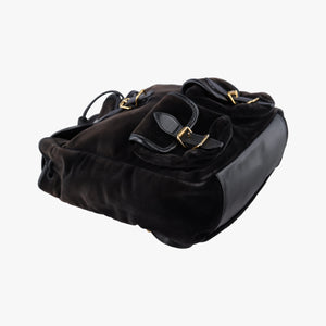 Secondhand Yves Saint Laurent Festival Fringe Backpack Black velour 421943 backpack/rucksack | stylenewstar