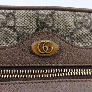 Pre-owned Gucci OPHIDIA Beige x Brown PVC coated canvas×leather 517350 shoulderbag | stylenewstar