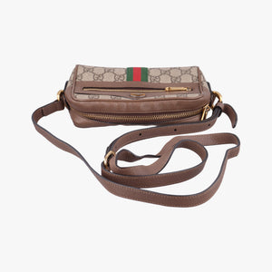 Pre-owned Gucci OPHIDIA Beige x Brown PVC coated canvas×leather 517350 shoulderbag | stylenewstar