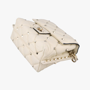 Pre-owned Valentino CANDYSTUD White Leather shoulderbag | stylenewstar