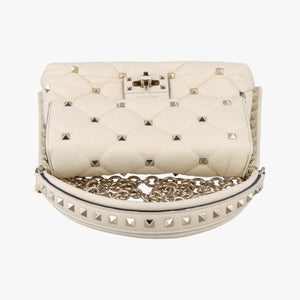 Pre-owned Valentino CANDYSTUD White Leather shoulderbag | stylenewstar