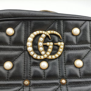 Pre-owned Gucci GG Marmont Black Leather 447632 shoulderbag | stylenewstar