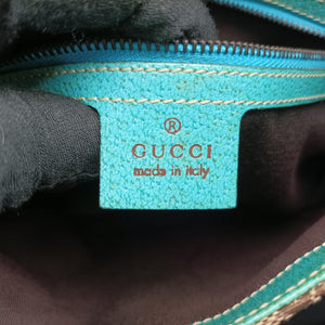 Vintage Gucci New Jackie khaki×blue canvas×leather 120888 handbag | stylenewstar
