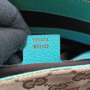 Vintage Gucci New Jackie khaki×blue canvas×leather 120888 handbag | stylenewstar