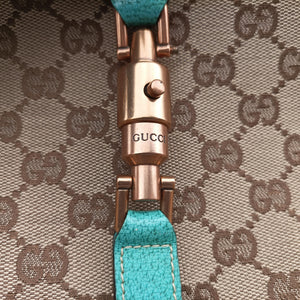 Vintage Gucci New Jackie khaki×blue canvas×leather 120888 handbag | stylenewstar