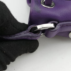 Pre-owned Miu Miu Grommet Mini Jewel Embellished Drawstring Bucket Purple lambskin shoulderbag | stylenewstar