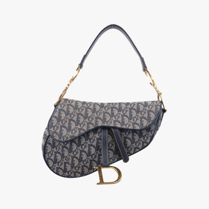 Pre-owned Christian Dior Saddle Navy Jacquard handbag | stylenewstar