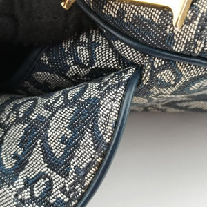 Pre-owned Christian Dior Saddle Navy Jacquard handbag | stylenewstar