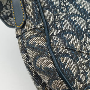 Pre-owned Christian Dior Saddle Navy Jacquard handbag | stylenewstar