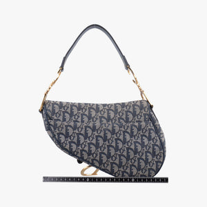 Pre-owned Christian Dior Saddle Navy Jacquard handbag | stylenewstar