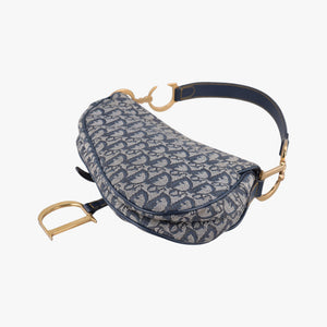 Pre-owned Christian Dior Saddle Navy Jacquard handbag | stylenewstar