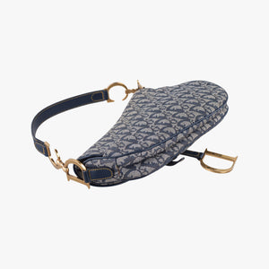Pre-owned Christian Dior Saddle Navy Jacquard handbag | stylenewstar