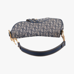 Pre-owned Christian Dior Saddle Navy Jacquard handbag | stylenewstar