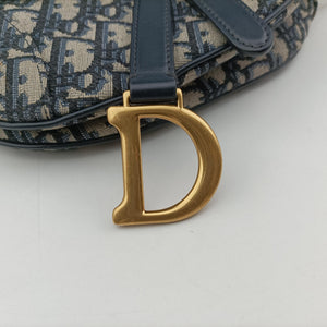 Pre-owned Christian Dior Saddle Navy Jacquard handbag | stylenewstar