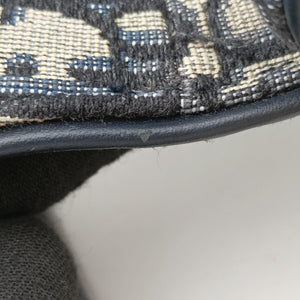 Pre-owned Christian Dior Saddle Navy Jacquard handbag | stylenewstar