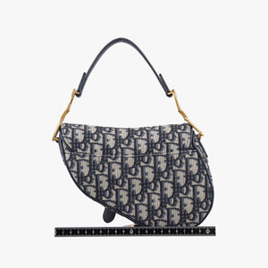 Pre-owned Christian Dior Saddle Navy Jacquard handbag | stylenewstar