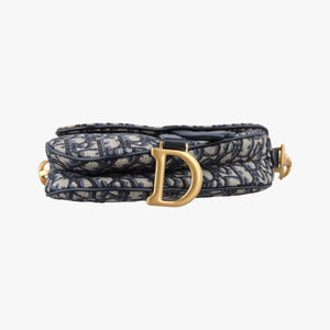 Pre-owned Christian Dior Saddle Navy Jacquard handbag | stylenewstar