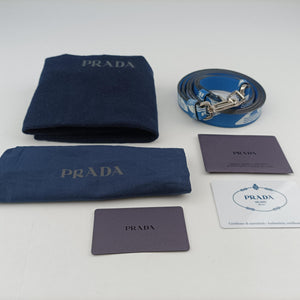 Vintage Prada Marine Taste Blue Saffiano leather shoulderbag | stylenewstar