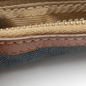 Pre-owned Prada Logo Jacquard Blue × Brown Canvas × Leather BR4253 shoulderbag | stylenewstar
