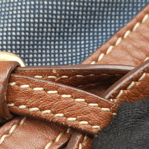 Pre-owned Prada Logo Jacquard Blue × Brown Canvas × Leather BR4253 shoulderbag | stylenewstar