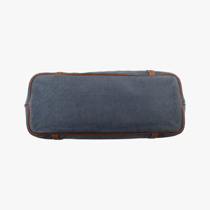 Pre-owned Prada Logo Jacquard Blue × Brown Canvas × Leather BR4253 shoulderbag | stylenewstar
