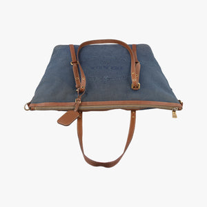 Pre-owned Prada Logo Jacquard Blue × Brown Canvas × Leather BR4253 shoulderbag | stylenewstar