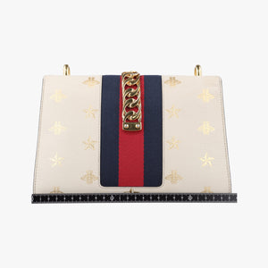 Secondhand Gucci Sylvie Ivory×Navy×Red Leather 524405 shoulderbag | stylenewstar