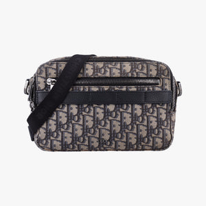 Secondhand Christian Dior Safari Oblique Navy×Gray jacquard shoulderbag | stylenewstar