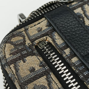Secondhand Christian Dior Safari Oblique Navy×Gray jacquard shoulderbag | stylenewstar