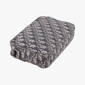 Secondhand Christian Dior Safari Oblique Navy×Gray jacquard shoulderbag | stylenewstar