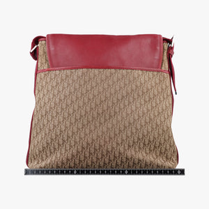 Secondhand Christian Dior Street Chic Messenger Red × Brown Jacquard Canvas×Leather shoulderbag | stylenewstar